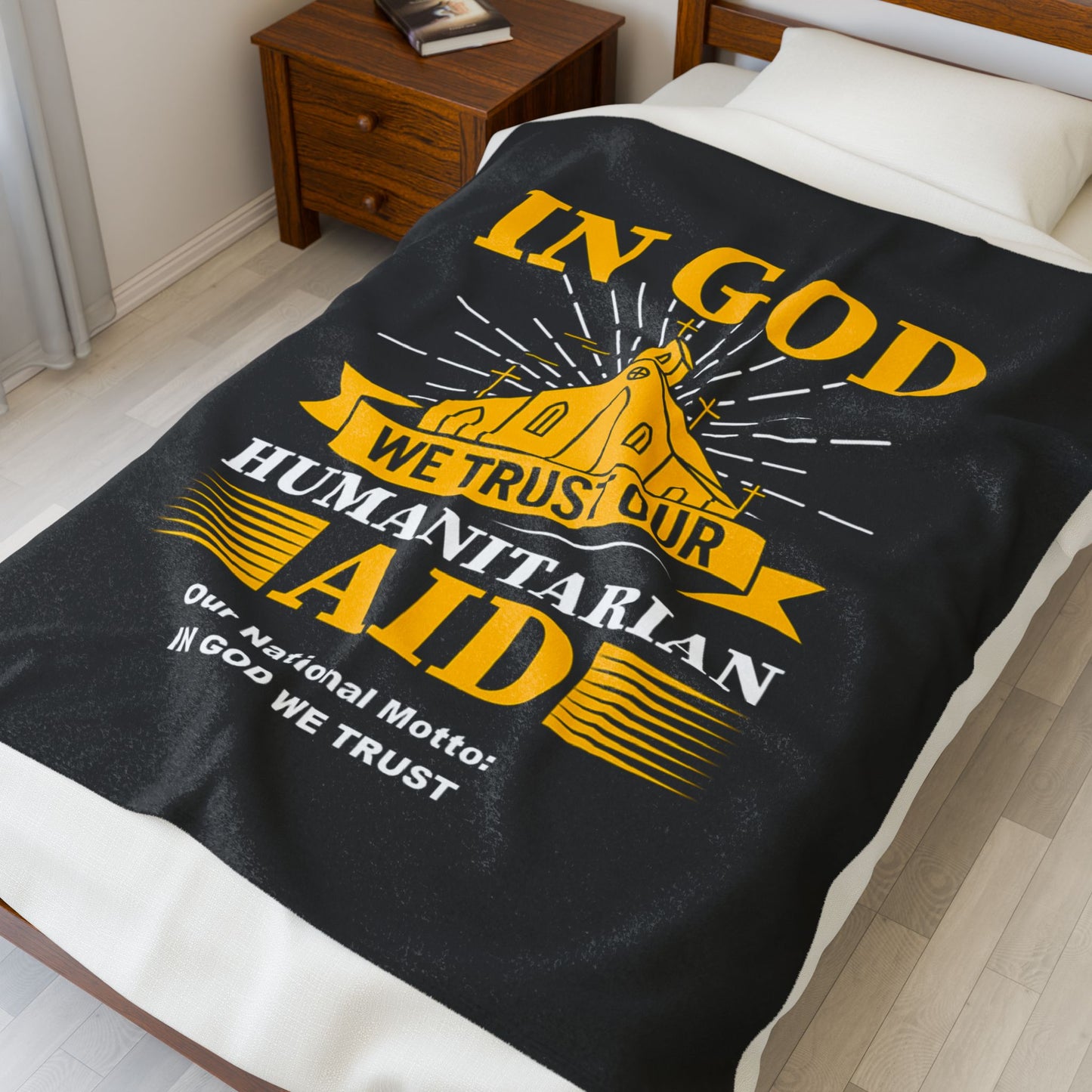 Inspirational Velveteen Plush Blanket - 'In God We Trust'