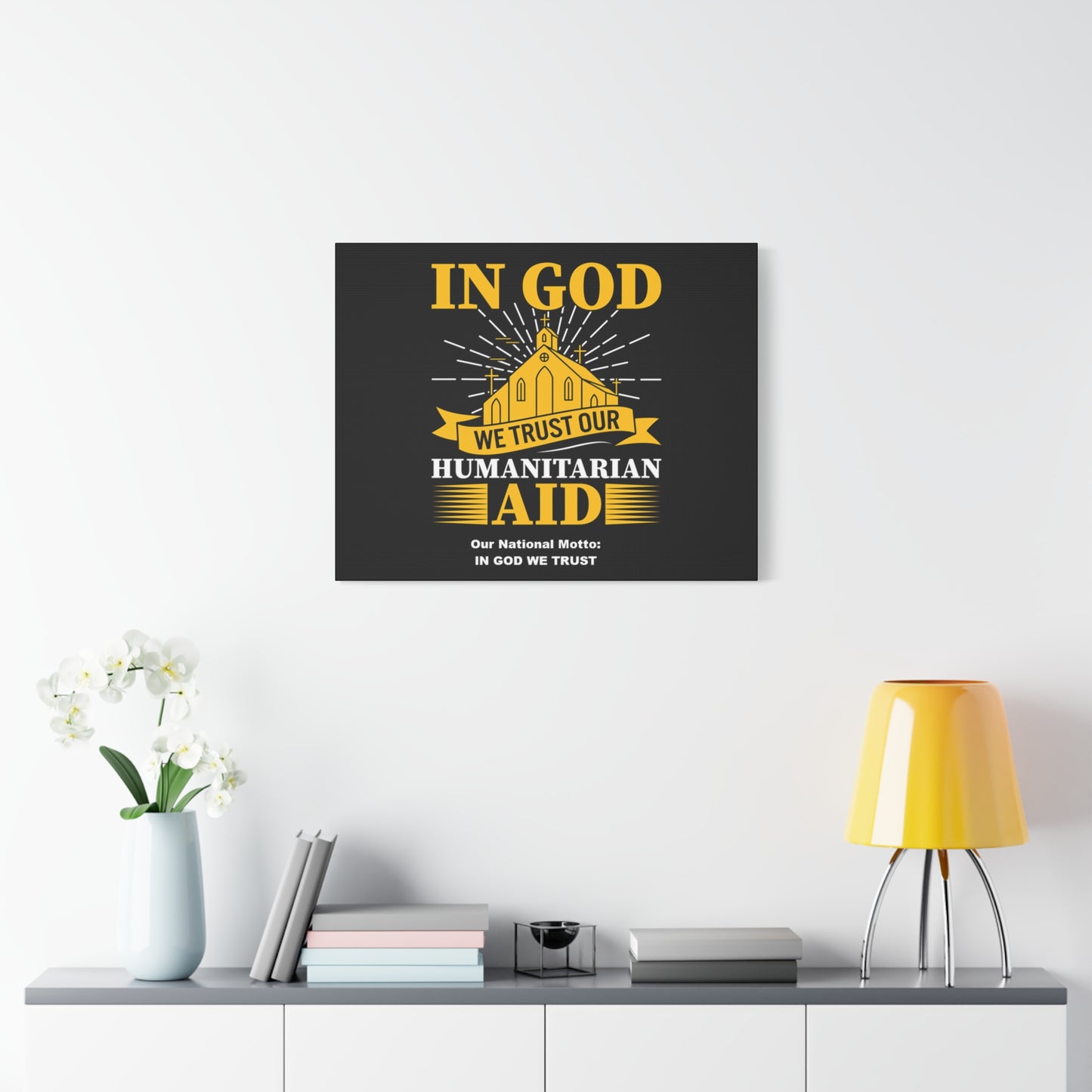 Inspirational Canvas Wall Art - 'In God We Trust' Humanitarian Aid Design