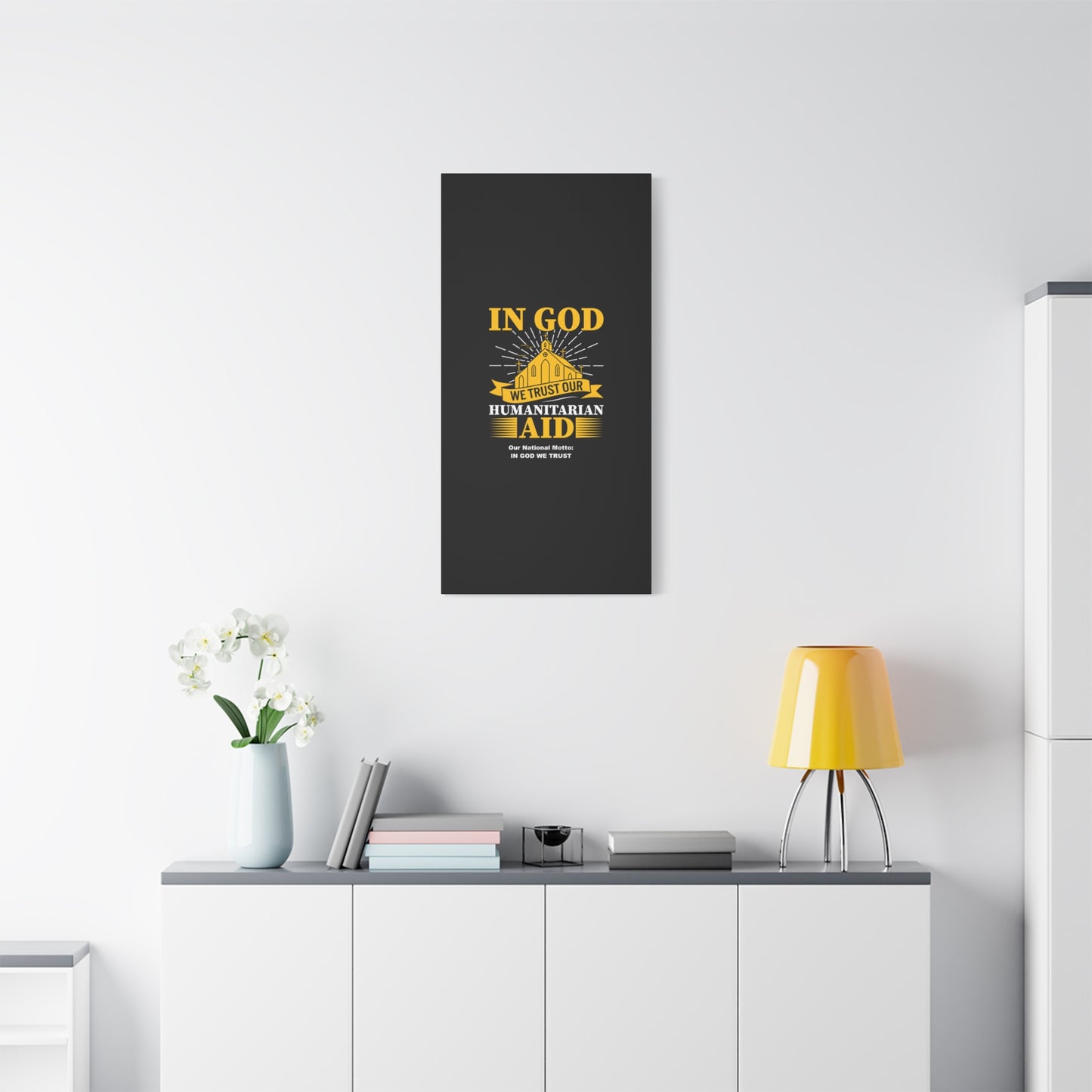Inspirational Canvas Wall Art - 'In God We Trust' Humanitarian Aid Design